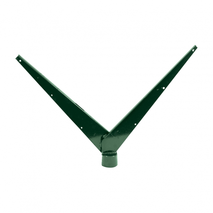 Bavolet galvanized + PVC, for round post Ø 48 mm “V” shape, green