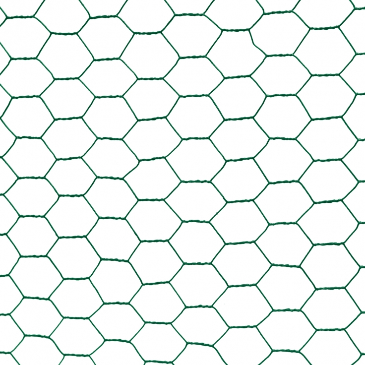 Hexagonal wire netting galvanized + PVC HOBBY 13/500/10m, green