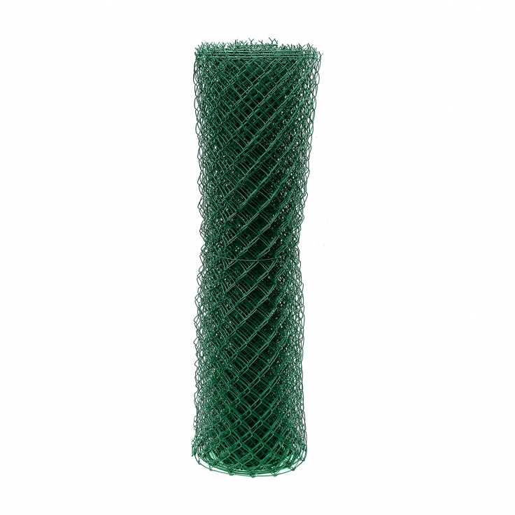 Chain Link fence IDEAL galvanized + PVC, ROUND INTERLACED roll 100/55x55/15m - 1,65/2,5mm, green