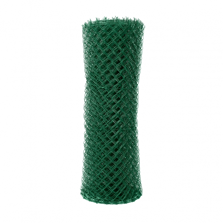 Chain Link fence IDEAL galvanized + PVC, ROUND INTERLACED roll 100/55x55/25m - 1,65/2,5mm, green