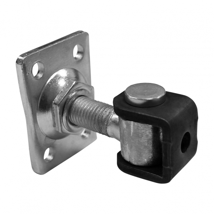 Adjustable hinge M16, base plate 50x70 mm, with four holes