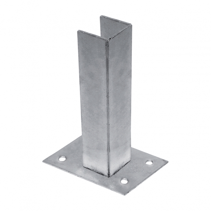 Base plate galvanized for installing the square post from gate / gateway on a concrete foundation 60x60 mm