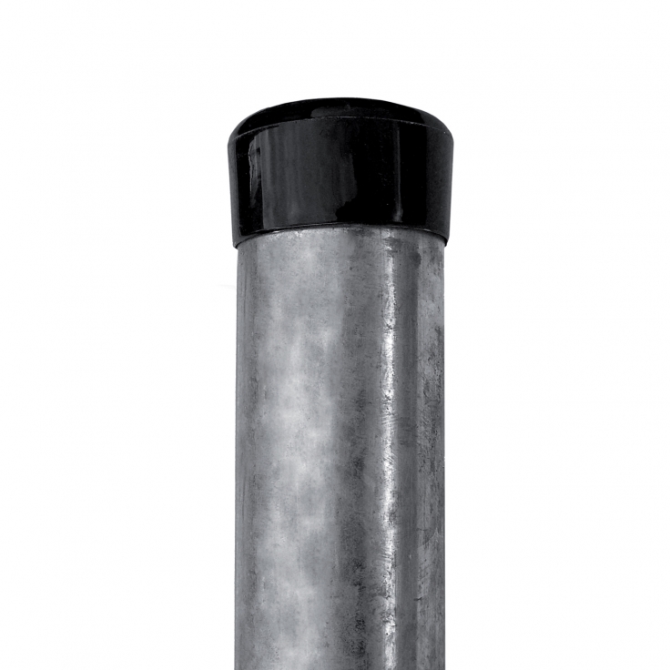 Pfosten IDEAL® verzinkt 2650/60/3mm, schwarze Kunststoff kappe