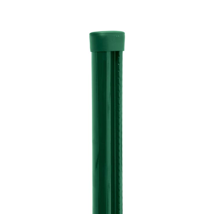 Post round PILCLIP galvanized + PVC with fixation strip 1700/48/1,5mm, green cap, green