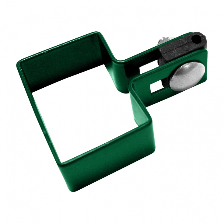 Clamp for post 60x40mm, galvanized + PVC, terminal, green