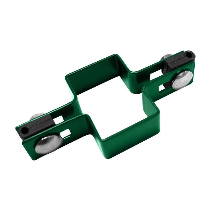 Clamp for post 60x40mm, galvanized + PVC, continuous , green
