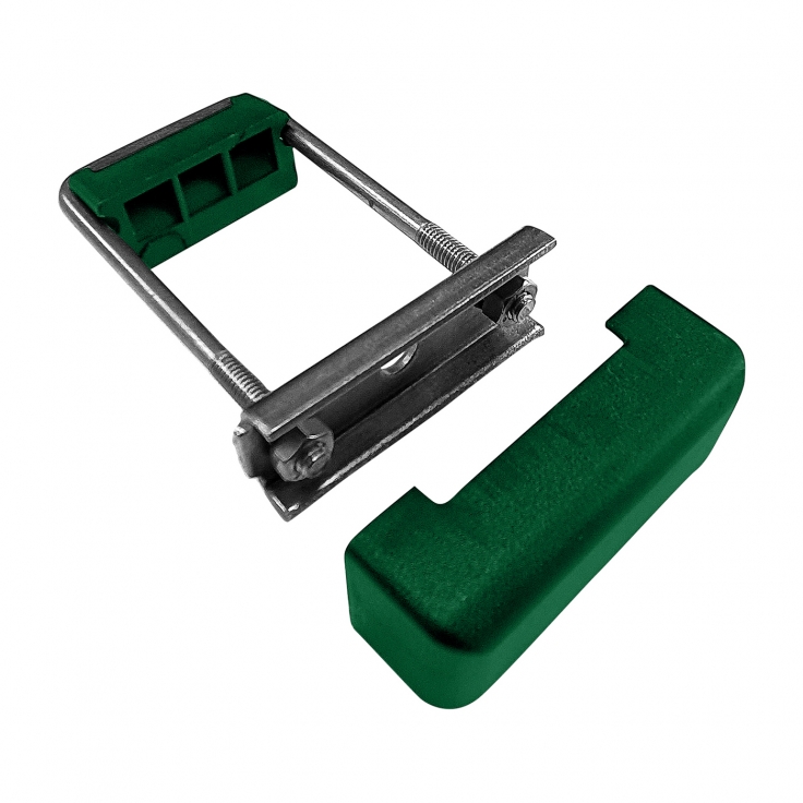 Clamp for rectangular post 60x40 stainless steel + PVC, green