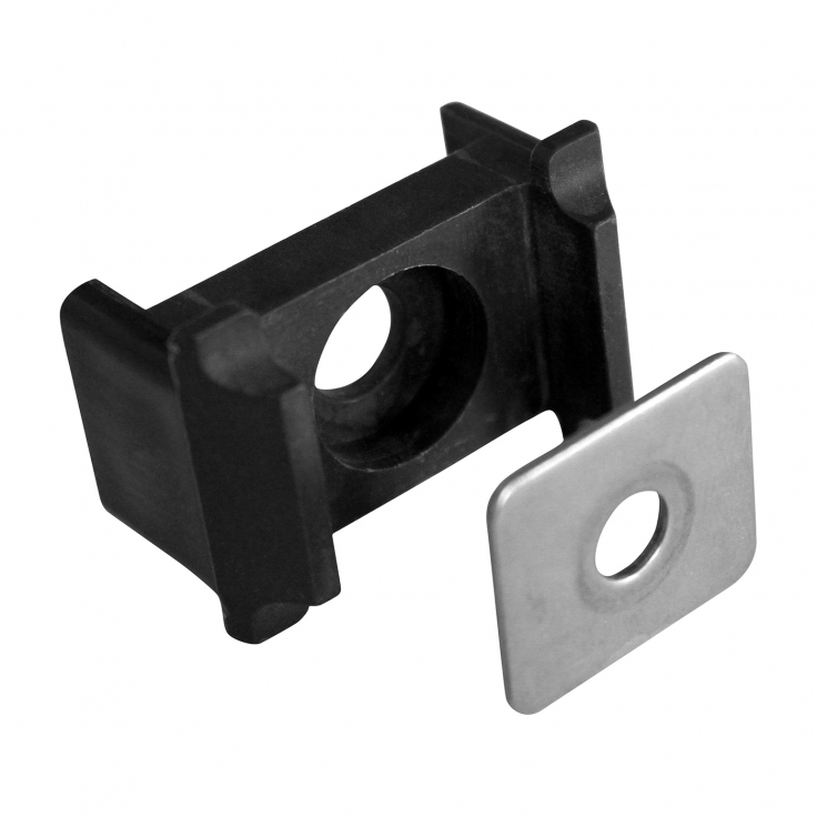 Clamp for panel PILOFOR with shoulders for post 60x40 mm, metal clip, PVC, black
