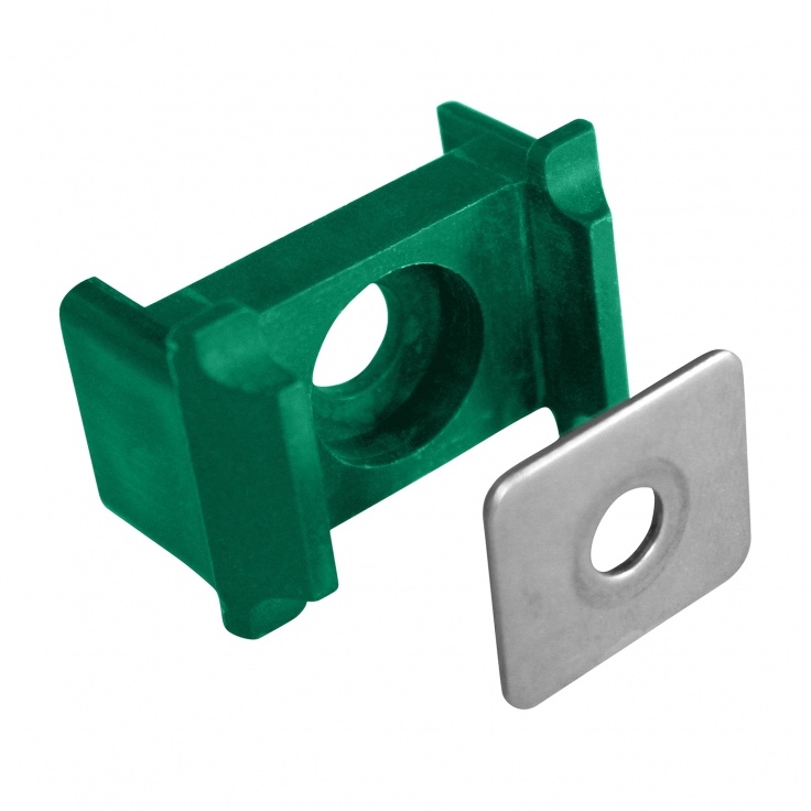 Clamp for panel PILOFOR with shoulders for post 60x40 mm, metal clip, PVC, green