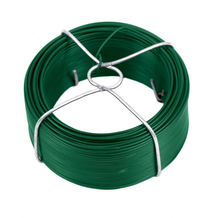 Bindedraht verzinkt, PVC-beschichtet in Drahtverpackung - Farbe grün RAL 6005 - Länge 60 m