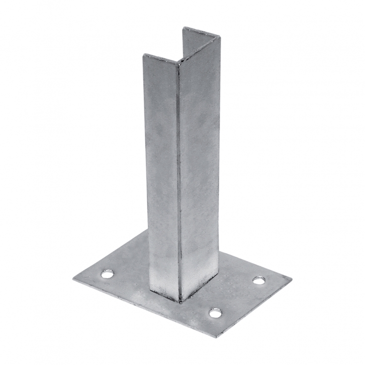 Base plate galvanized for installing the post on a concrete foundation with a 60 x 40 mm profile