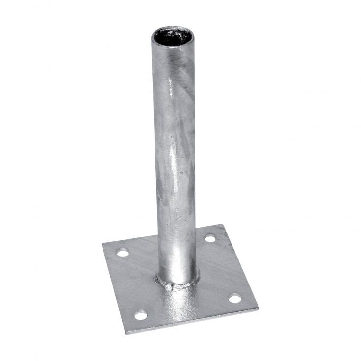 Base plate galvanized for installing the post on a concrete foundation with a diameter of 38 mm