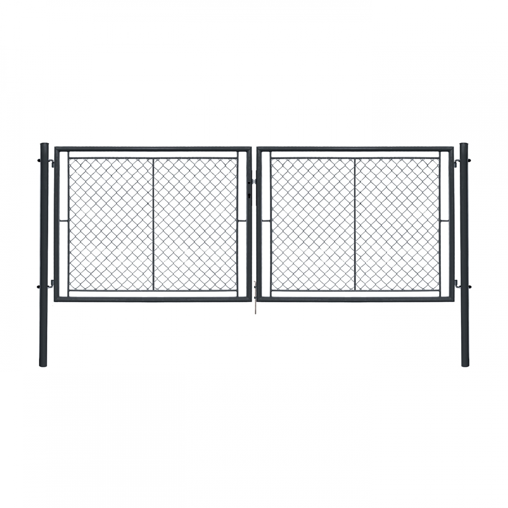 Dvoukřídlá brána IDEAL® II. poplastovaná (Zn + PVC) - rozměr 3605 × 1450 mm, barva antracit (RAL 7016)