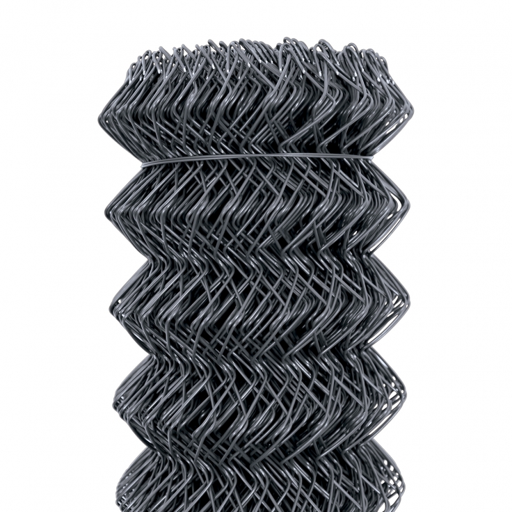 Maschendrahtzäune IDEAL verzinkt und PVC-beschichtet+PVC 50 (Kompaktrolle, ohne Spanndraht) - höhe 150 cm, anthrazite, 15 m
