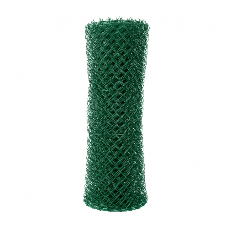 Chain Link fence IDEAL galvanized + PVC, ROUND INTERLACED roll 160/55x55/25m - 1,65/2,5mm, green