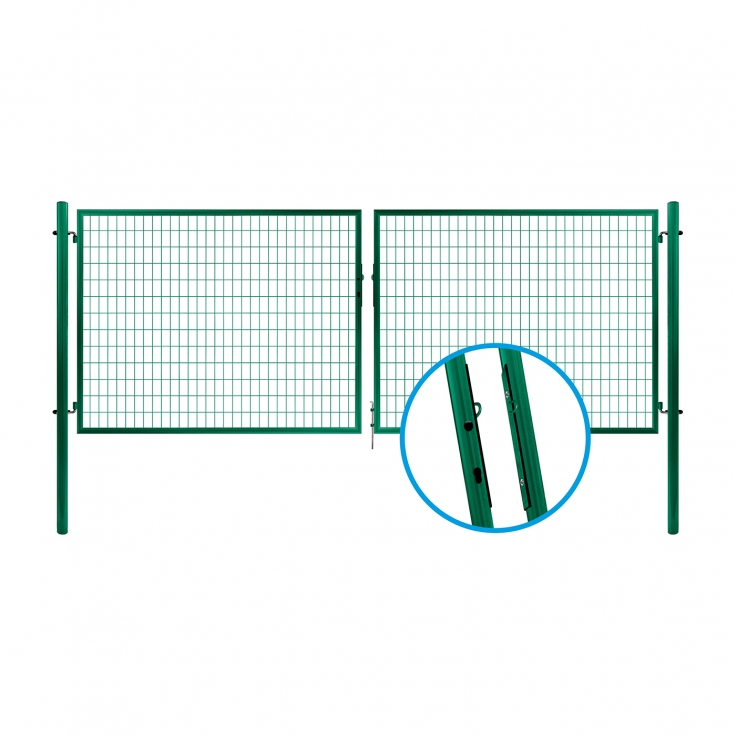 Double swing gate SOLID, 3580x950 mm, Zn+RAL 6005