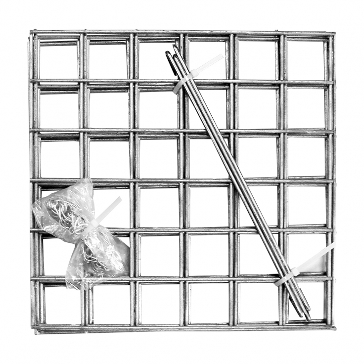 Gabion basket BASIC, 300x300x300mm, eyelet 50x50mm, wire thickness 3,5mm, 2x clasp, 80x clips