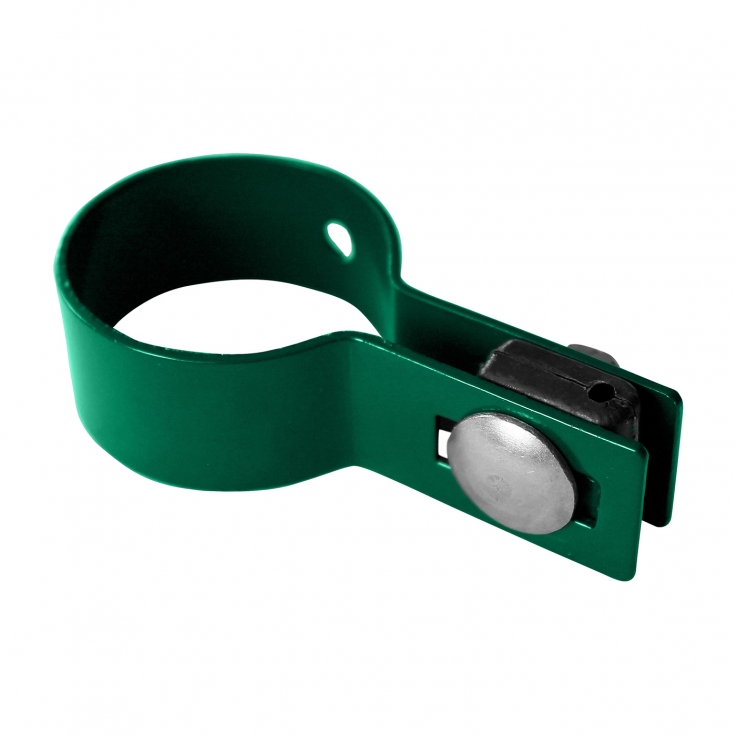 Clamp for posts Ø 48mm, galvanized + PVC, terminal, green