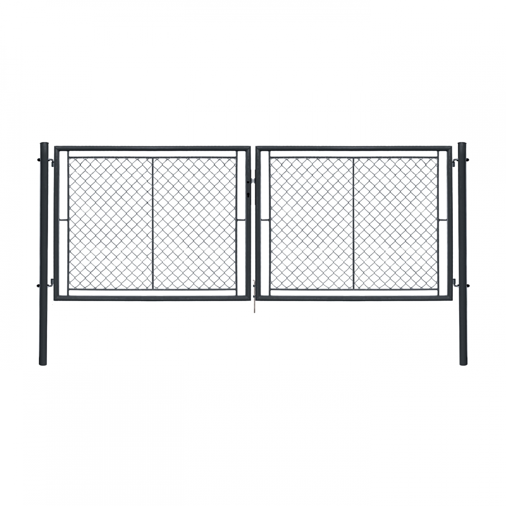 Dvoukřídlá brána IDEAL® II. poplastovaná (Zn + PVC) - rozměr 3605 × 1200 mm, barva antracit (RAL 7016)
