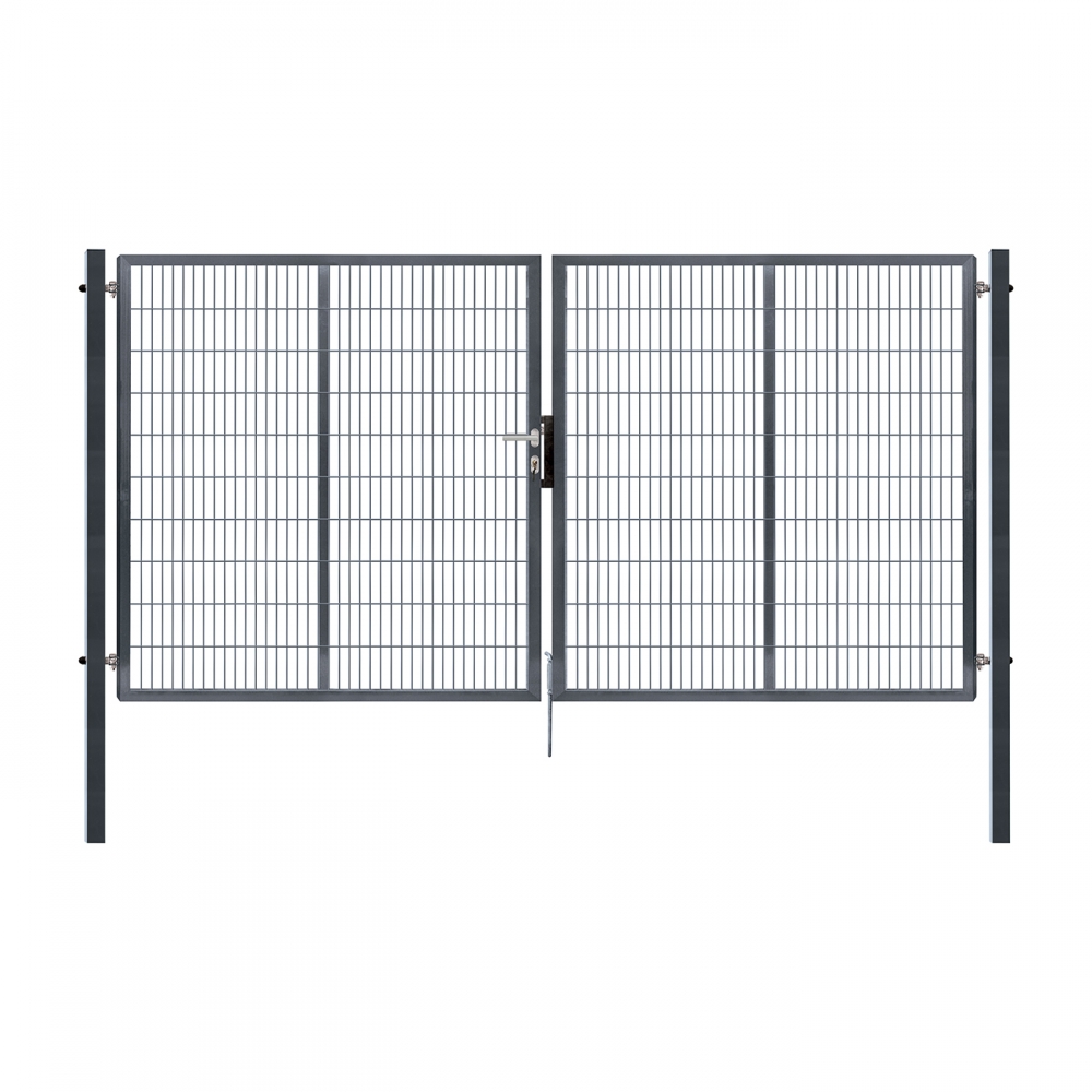 Dvoukřídlá brána PILOFOR® SUPER poplastovaná (Zn + PVC) - antracit, rozměr 4110 × 1780 mm