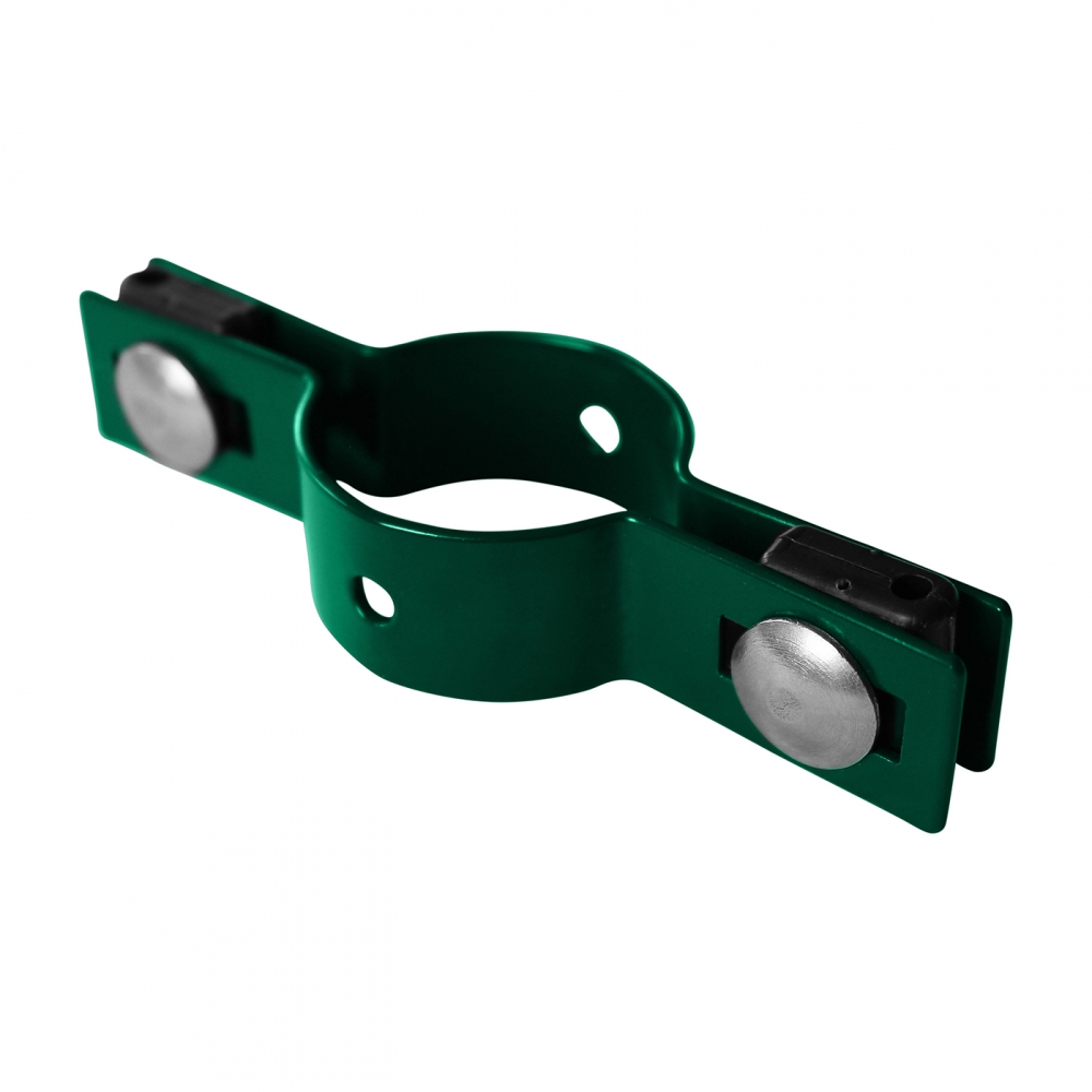 Clamp for posts Ø 48mm, galvanized + PVC, continuous, green