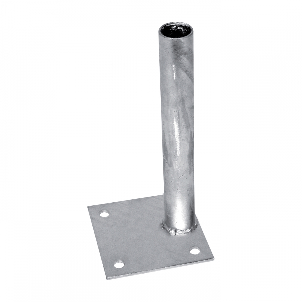 Fuß zur Säulenmontage auf ein Betonfundament EXCENTRISCH für Säulen IDEAL® Durchmesser 48 mm verzinkt