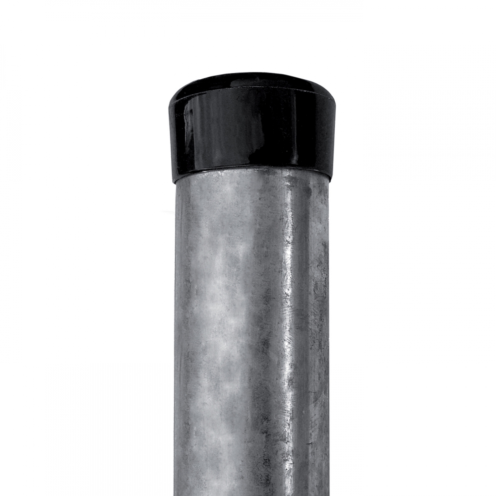 Pfosten IDEAL® verzinkt 2900/60/3mm, schwarze Kunststoff kappe