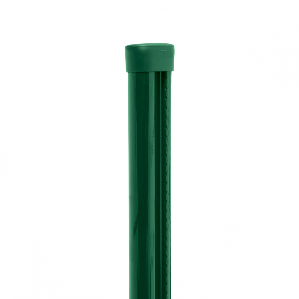 Post round PILCLIP galvanized + PVC with fixation strip 2500/48/1,5mm, green cap, green