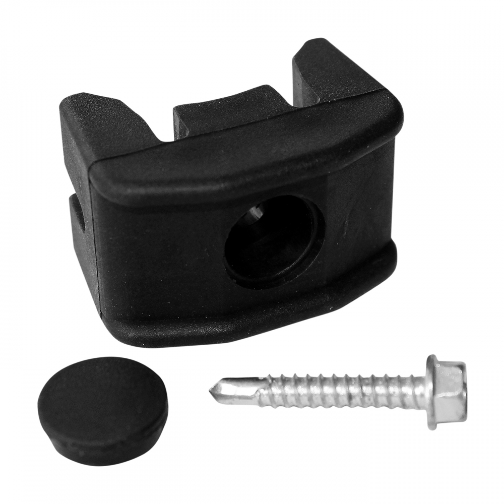 Befestigungsclip für die Plattte PILOFOR® PVC für den Pfosten Durchmesser 48mm inkl. Schraube, schwarz